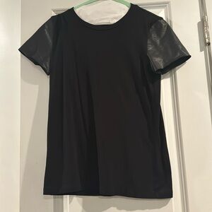 Theory t shirt leather sleeves. Size small